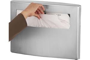 BOBRICK 4221 ConturaSeries Stainless Steel Surface-Mounted Toilet Seat-Cover Dispenser, Satin Finish, 2" Length, 11" Height, 15-3/4" Width, Medium