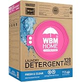 WBM Laundry Detergent Pods, 128 Count | Fresh &amp; Clear Unscented | Laundry Pods 10x Ultrapower Cleaning With Color Protection and Eco-Friendly Packaging