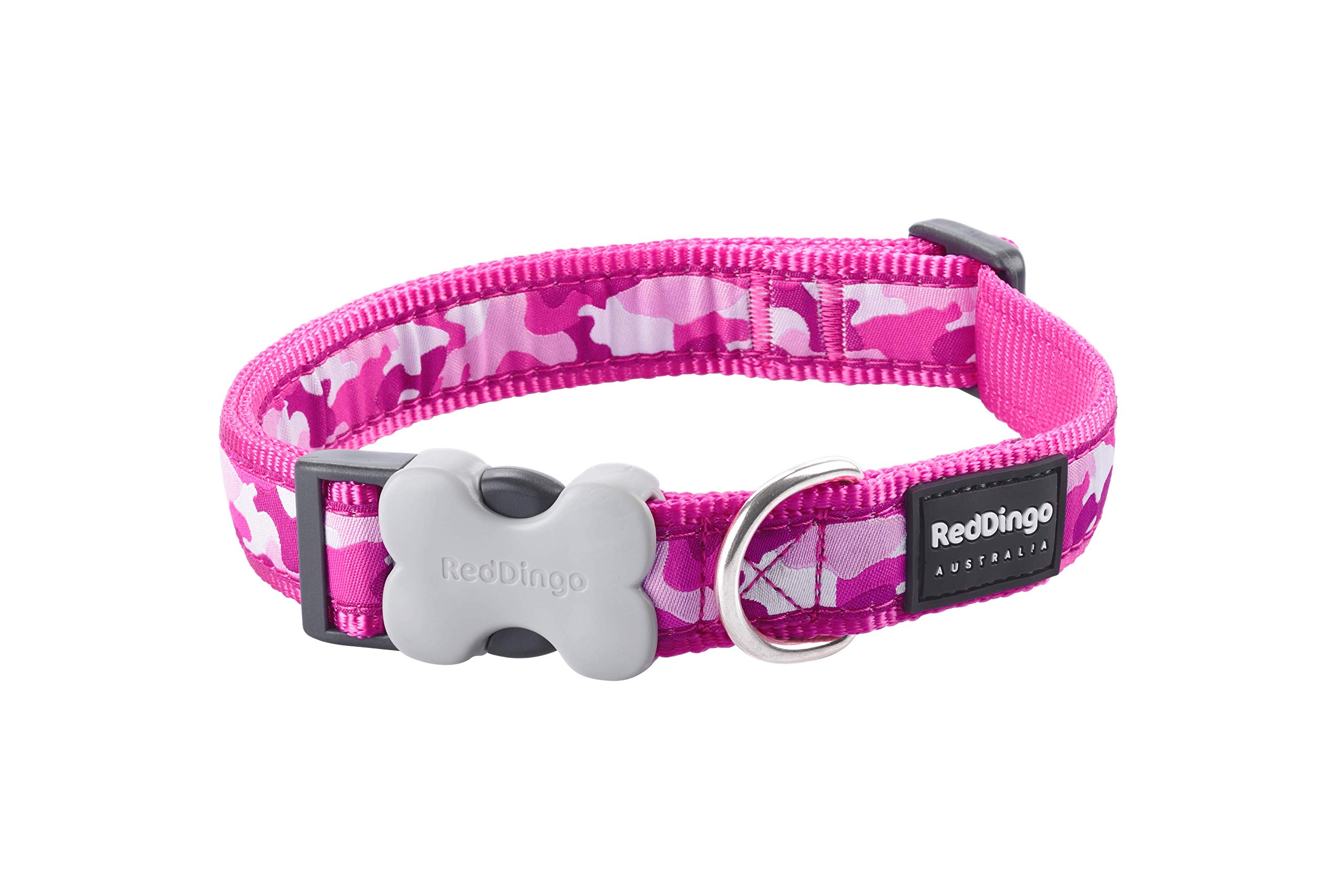 Red Dingo Dog Collar Design, Camouflage Hot Pink, Size X-Small (12mm x 20-32cm)