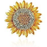 Sunflower Brooch Pins for Women Color Crystal Rhinestones Retro Handmade Elegant Sun Flower Brooches Pins