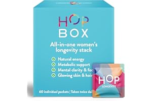 HOP Box Daily Longevity Supplements for Women | Doctor-Formulated Anti-Aging Complex with 19 Ingredients | Supports Energy, Skin, Hair, Metabolism & Cognitive Health | 30-Day Supply