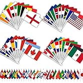 AhfuLife World Cup Handheld Flags, 48 Countries International Stick Flags with Plastic White Pole for World Cup Decorations 2