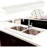 Silicone Sink Edge Protector Splash Guard, 30x4 Inch with Suction Cups &amp; 5&deg;Tilt, Cuttable for Kitchen Bathroom Countertops, Granite Quartz Surfaces (Transparency)