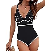 BMJL Womens Tummy Control Swimsuits One Piece Modest Bathing Suits Color Block Cut Out Swimwear