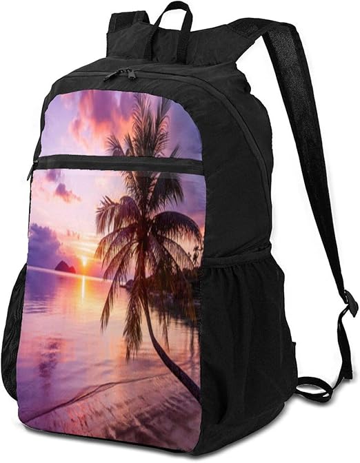Sunset on A Tropical Beach Hiking Backpacks Laptop Backpack School Bag