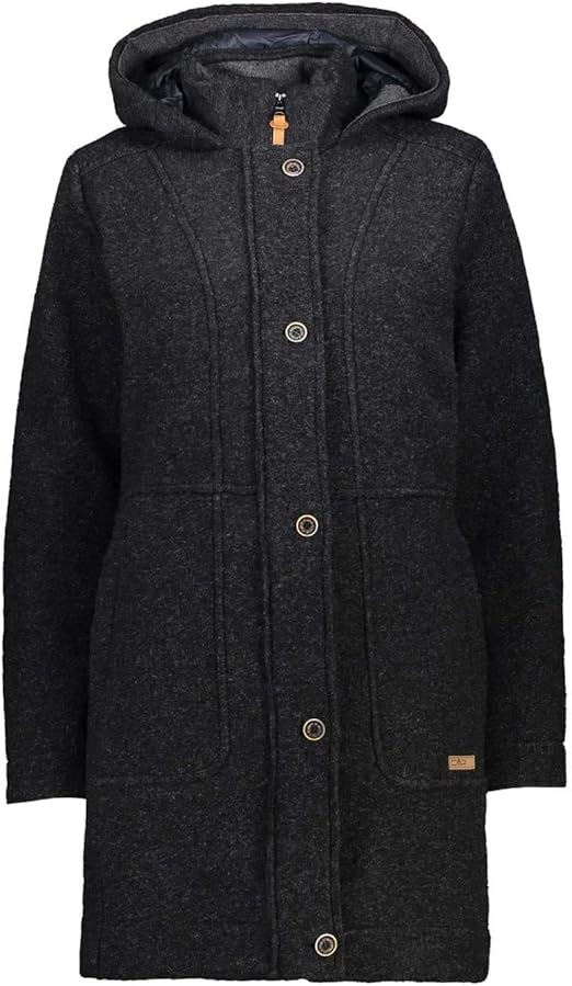 CMP Wooltech Alps 38M3366 - Chaqueta Para Mujer, Mujer, Chaqueta, 38M3366, Carbone/Nero, 36