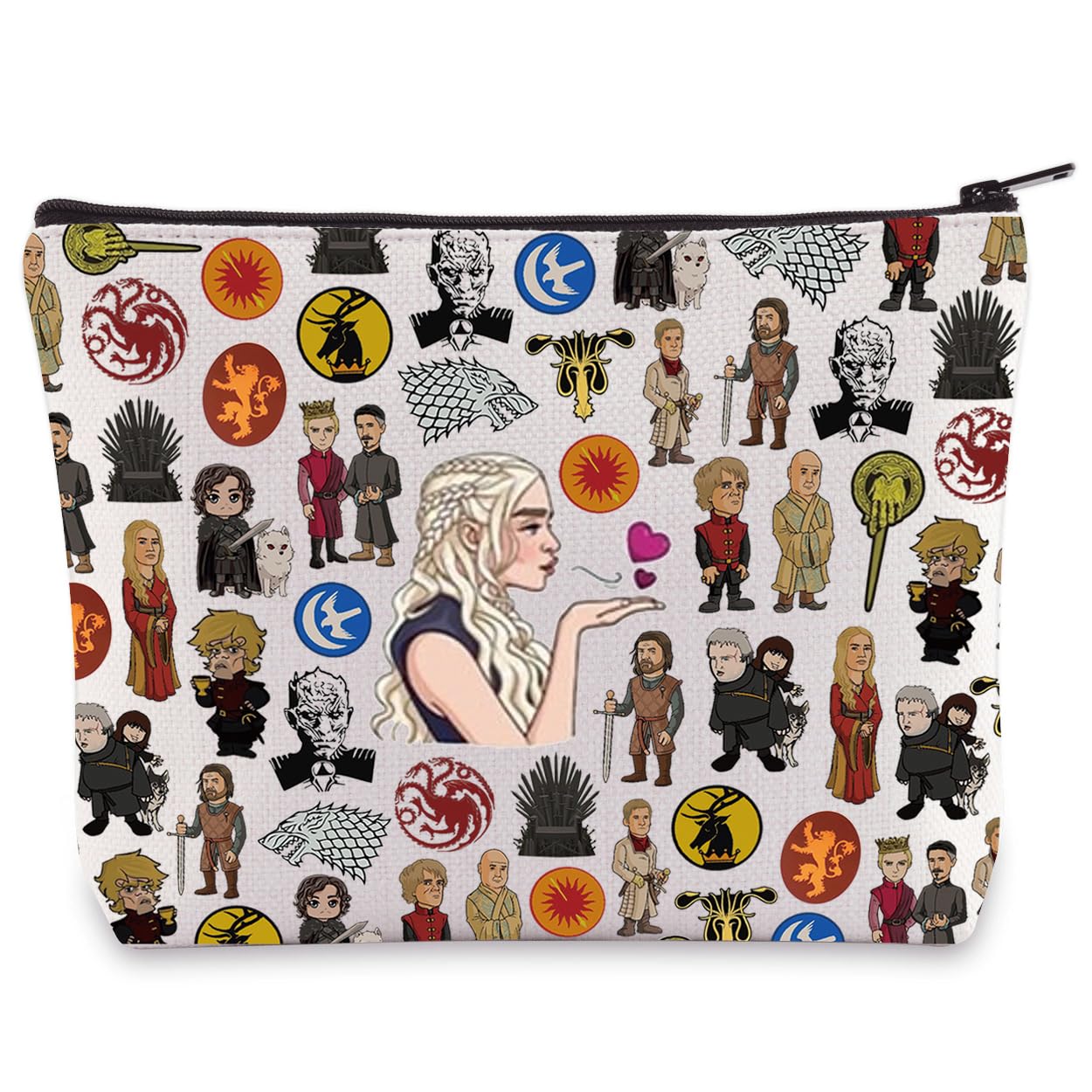 WZMPA Thrones Game Makeup Bag Daenerys Fans Gifts Eddard Zipper Pouch Bag Stark & Targaryen Gift House Stark Merch (Targaryen Dragon)