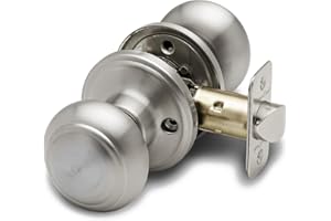 Copper Creek Colonial Passage Interior Door Knob – ANSI Grade-3 Certified, Modern Heavy Duty Handle, Easy Install and Reversible for Bedroom, Bathroom and Closets – Satin Stainless (1 Pack)