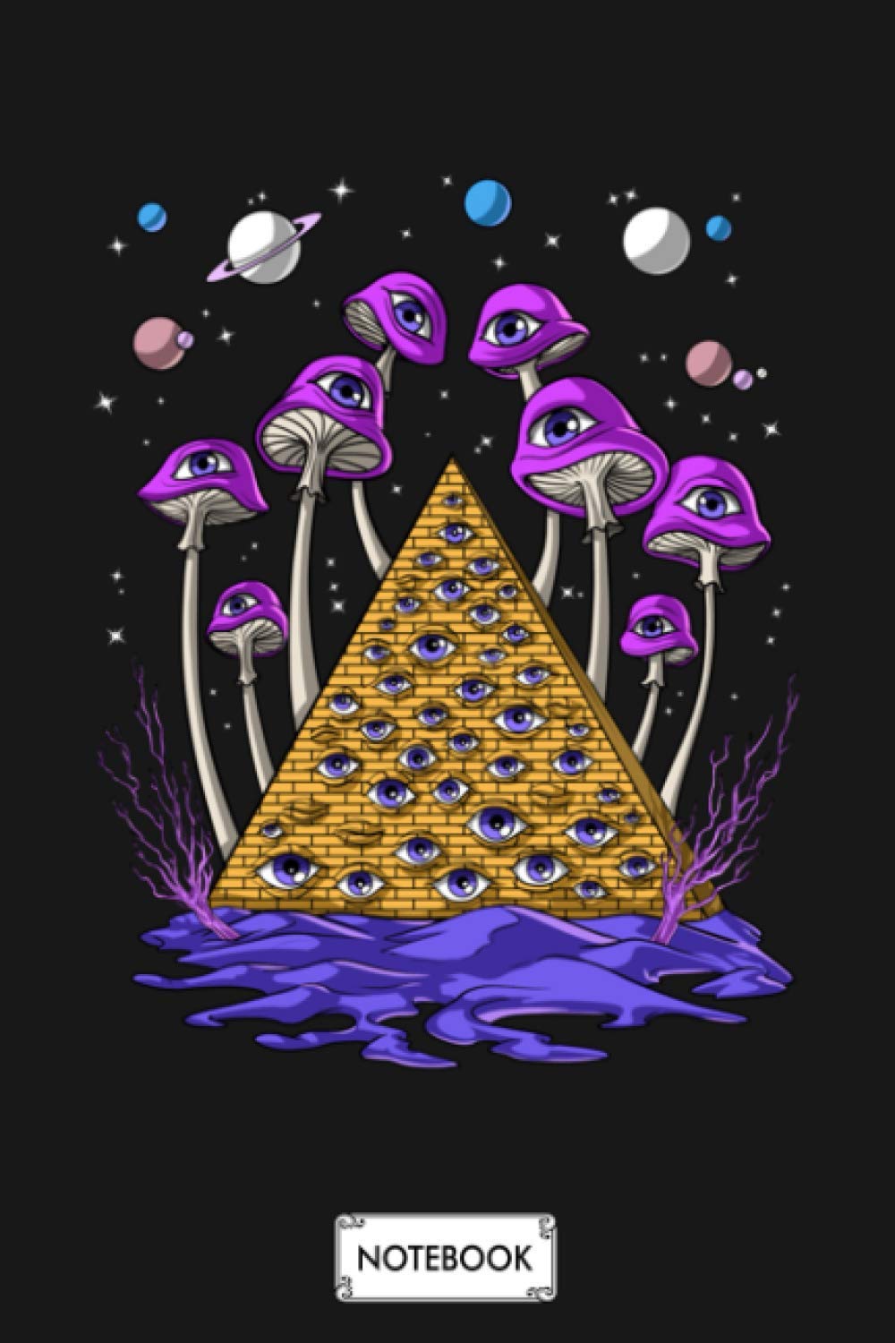 Psychedelic Mushrooms Pyramid Notebook: 6x9 120 Pages, Journal, Lined College Ruled Paper, Diary, Matte Finish Cover, Planner