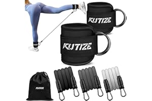 KUTIZE Ankle Resistance Bands with Cuffs for Women & Men - 3-Level Adjustable Leg & Glute Workout Equipment, Portable Home Gym Exercise Bands for Kickbacks, Hip Thrusts, Yoga, Strength Training