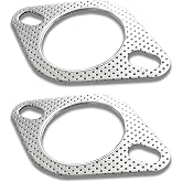 Luminuti 2 Pcs Car Exhaust Gasket,Reinforced High Temperature Gasket Exhaust Flange Gasket Car Accessories,.Exhaust Gasket,Catalytic Converter Gasket,Exhaust Flange Gasket (2.5In)