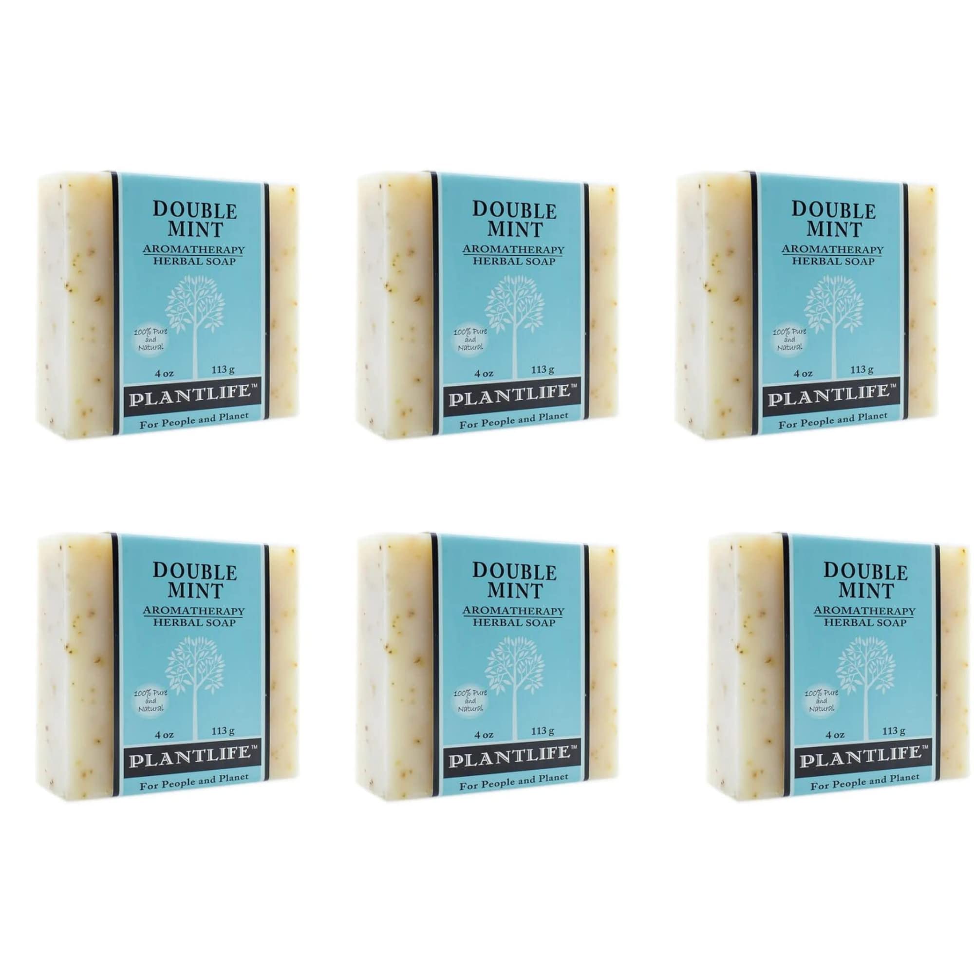 Plantlife Double Mint 6-Pack Bar Soap - Moisturizing and Soothing Soap for Your Skin - Hand Crafted Using Plant-Based Ingredients - Made in California 4oz Bar Image