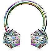 OUFER 16G Septum Rings, 316L Surgical Steel Septum Piercing Jewelry, Icosahedron Dice Cartilage Earrings, Helix Daith Conch Piercing Jewelry For Women And Men