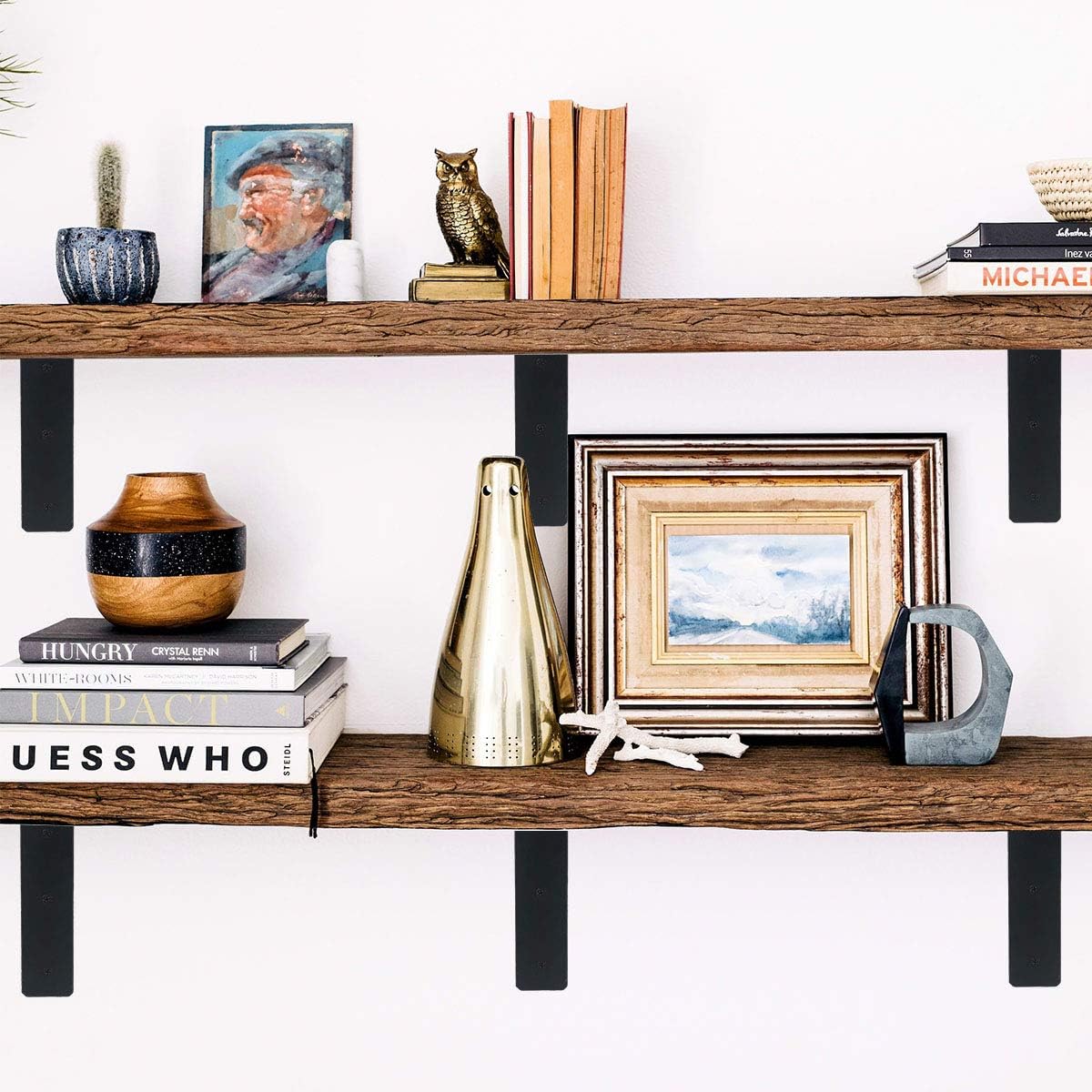 Shelf Brackets 12 Inch Heavy Duty Metal Shelf Supports Holders, L Corner Angle Brackets for Shelves Wall Mounted (6 Pack): Home Improvement