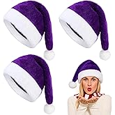 Geyoga 3 Pcs Christmas Santa Claus Velvet Hat - Extra Thicken Unisex Xmas Hat for Adults New Year