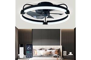 LANMEL 20 Inch Low Profile Ceiling Fans with Lights and Remote,7-Blade Fandelier Ceiling Fan,3000K-6000K Dimmable LED Fan Lig
