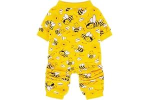 Paiaite Dog Pajamas Onesie: Comfortable Four-Legged Apparel for Small, Medium, & Large Dogs, Polyester Material for Comfort, Wrinkle Resistance, Moisture Wicking, Stretchiness Cute Bee M