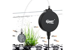hygger 1.5 Watt Mini Aquarium Air Pump, Quiet Aerator with Air Stone Tubing Suction Cup Clip, Small Fish Tank Bubbler Oxygen Pump for 1 to 15 Gallon Betta Tank, Fish Bowl, Desk Small Tank