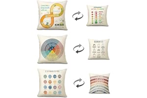 Ainrvteers Feelings Wheel Pillow Double-Sided Printed with Different Patterns of Feelings Wheel Pillowcase, Reading Corner Decor, Counseling Office Decor18 x18 (3, Beige)