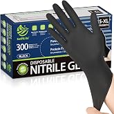 SWIFTLITE Black Nitrile Gloves Disposable Latex Free, Food Safe | Rubber Gloves Powder Free for Cooking, Food Prep, Kitchen Cleaning