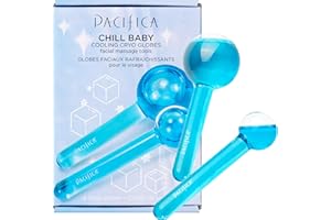 Pacifica Ice Roller Cryo Globes – Cooling Glass Facial Massager for Face, Eyes & Neck – Cold Therapy Beauty Tool for Puffy Eyes, Dark Circles, Redness, Wrinkles – Skin Care Gift for Women & Men