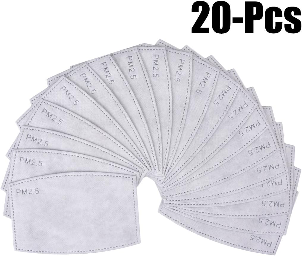 B bangcool 20Pcs Adults Mask Filters Dustproof 5 Layers PM2.5 Fabric Activated Carbon Filters Mouth Cover Filters Cotton mask