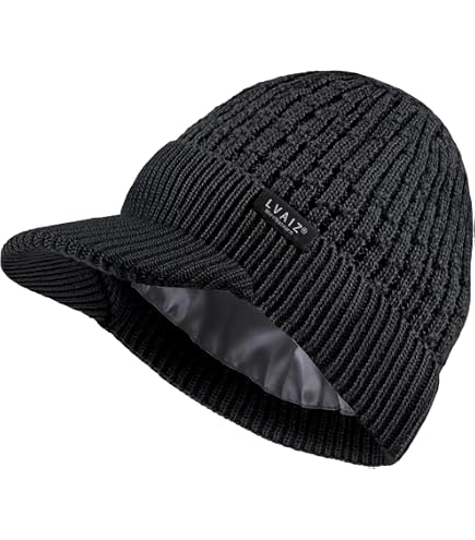 Cuffbow 6 Pcs Satin Lined Beanie with Brim Visor for Women 
