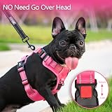 PoyPet No Pull Dog Harness Reflective Front Back D-Rings Pink L view 2