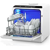 Countertop Dishwasher with Delay Start, 5+1 Wash Programs | No Installation Needed, 360&deg; Dual Spray, 167&deg; High-Temp Wash, 5L Built-in Tank
