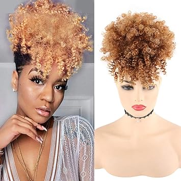 Amazon Com Leosa Wig Afro Puff Drawstring Ponytail Bun With