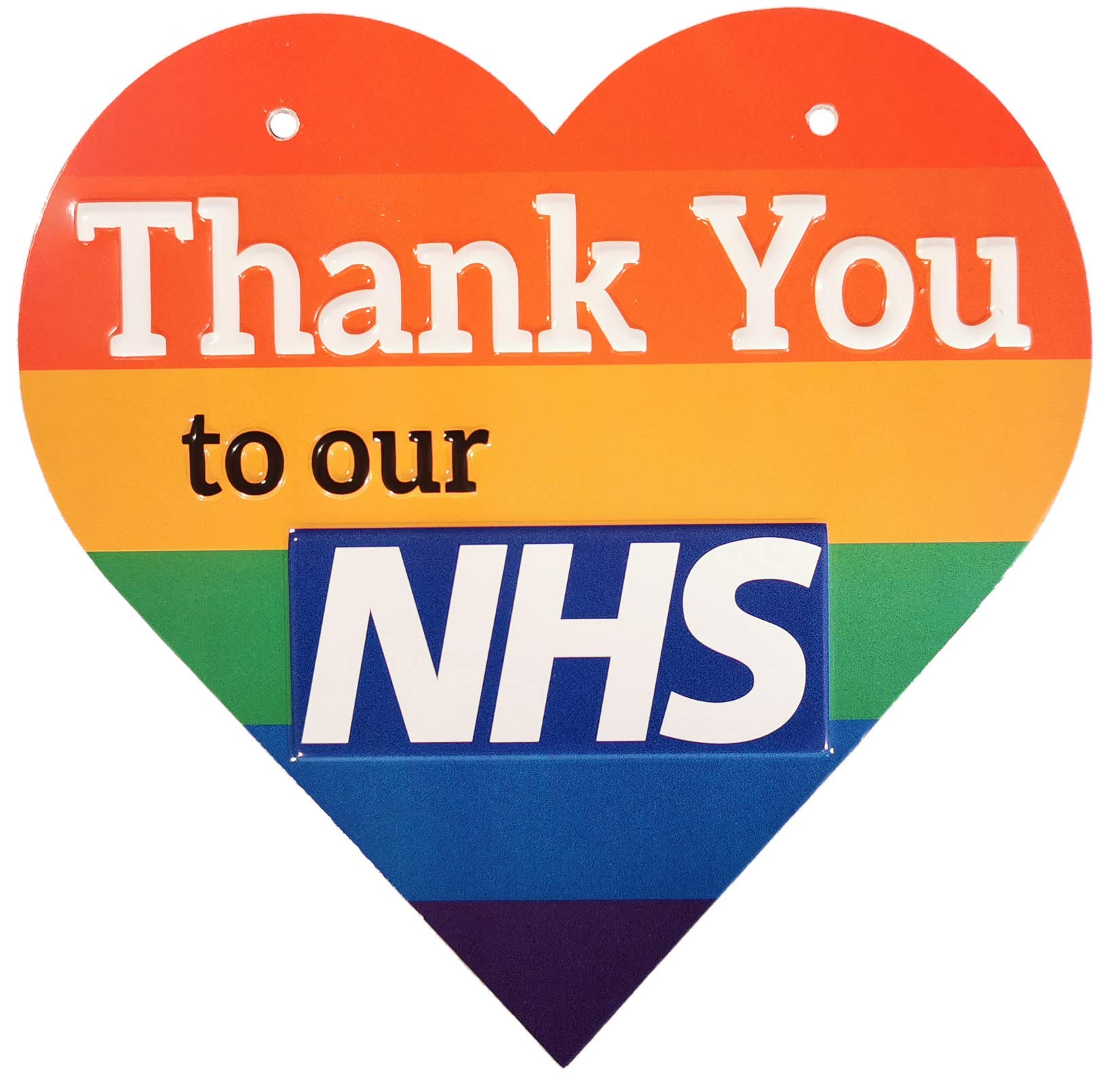 Late Night Ideas Thank You NHS Sign Metal Heart Shape Rainbow 15x15cm 6x6in House/Door/Window/Wall Plaque Indoor & Outdoor Support NHS Heroes British Design