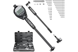HDLNKAK Digital Dial Indicator Bore Gauge Set,LCD Digital Dial Indicator,6" Depth 0.7"-6"/0.0005" Measuring Range,Wide Selection of Anvils(23PCS), Applications in Engines Cylinder Measurement (Black)