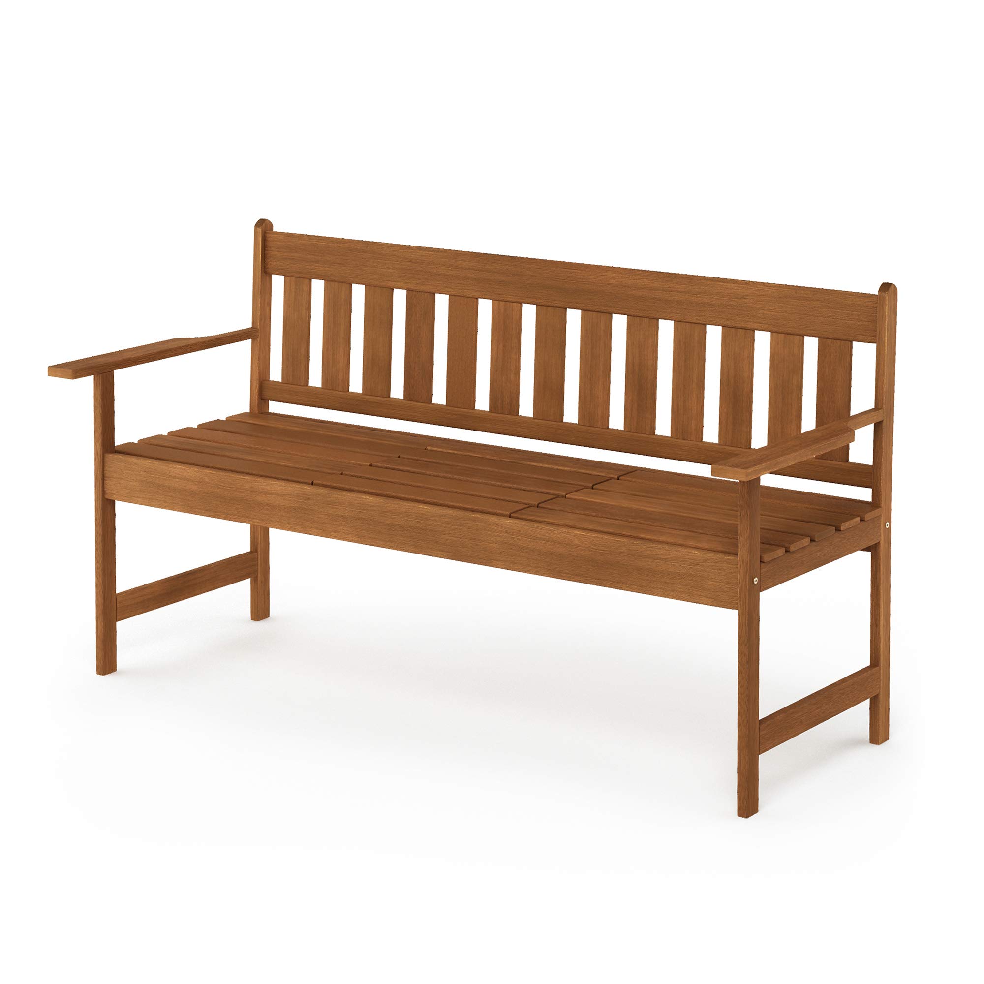 Furinno TIOMAN Outdoor Bench, Occasional Garden Bench with Back, for Patio, Garden, Porch, 22 x 59 x 56, Natural