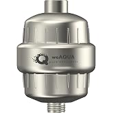 weAQUA Heavy Duty Shower Filter for Hard Water, Chlorine, Heavy Metals | Reduces Dry, Itchy Skin, Frizzy Hair for Softer Skin, Smoother Hair &amp; a Healthier Scalp