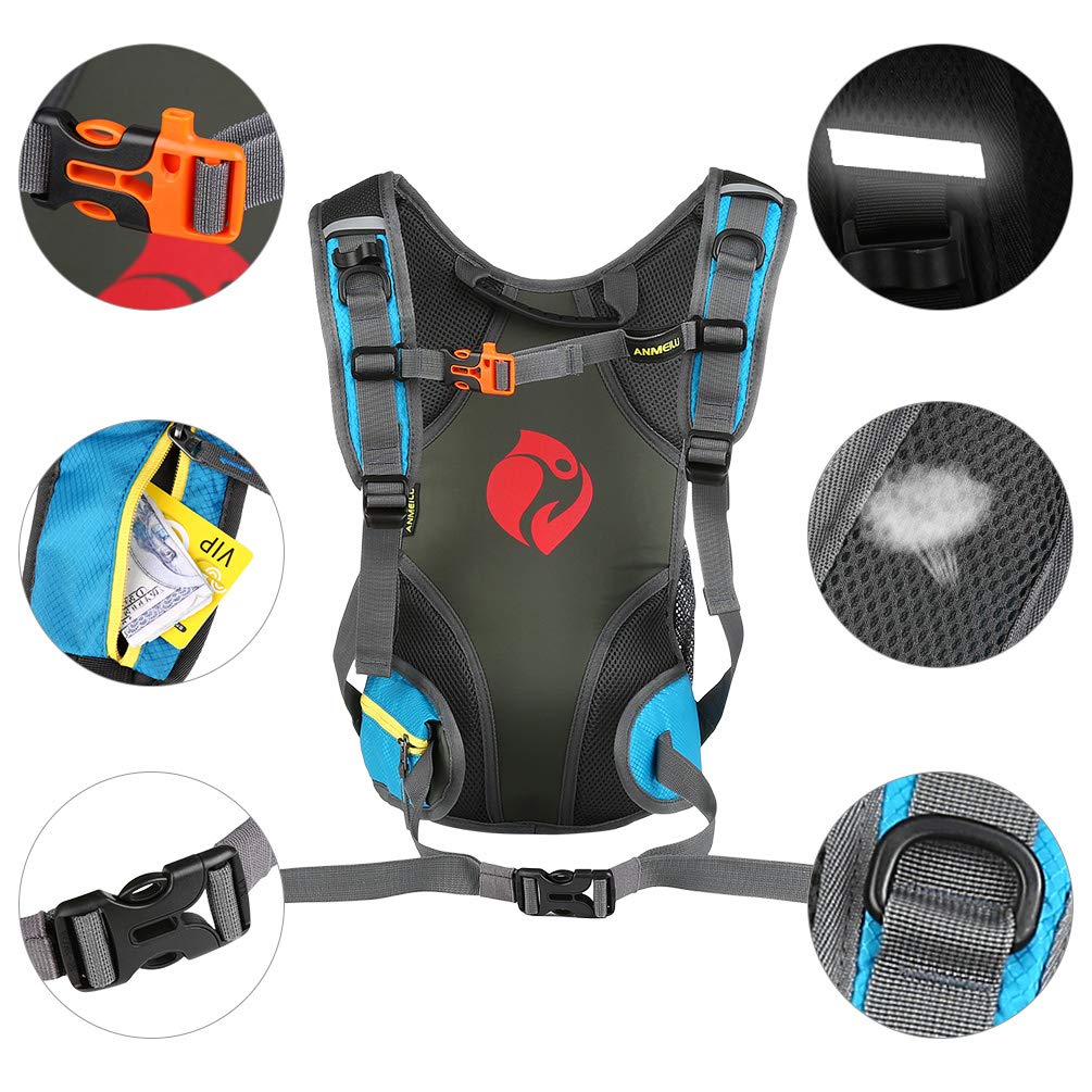 Vbiger 15L Mochila Ciclismo Mochila Senderismo Mochila de hidratación con Cubierta Impermeable al Aire Libre Ligera para Hombres y Mujeres Sin Bolsa Agua (Azul Claro)