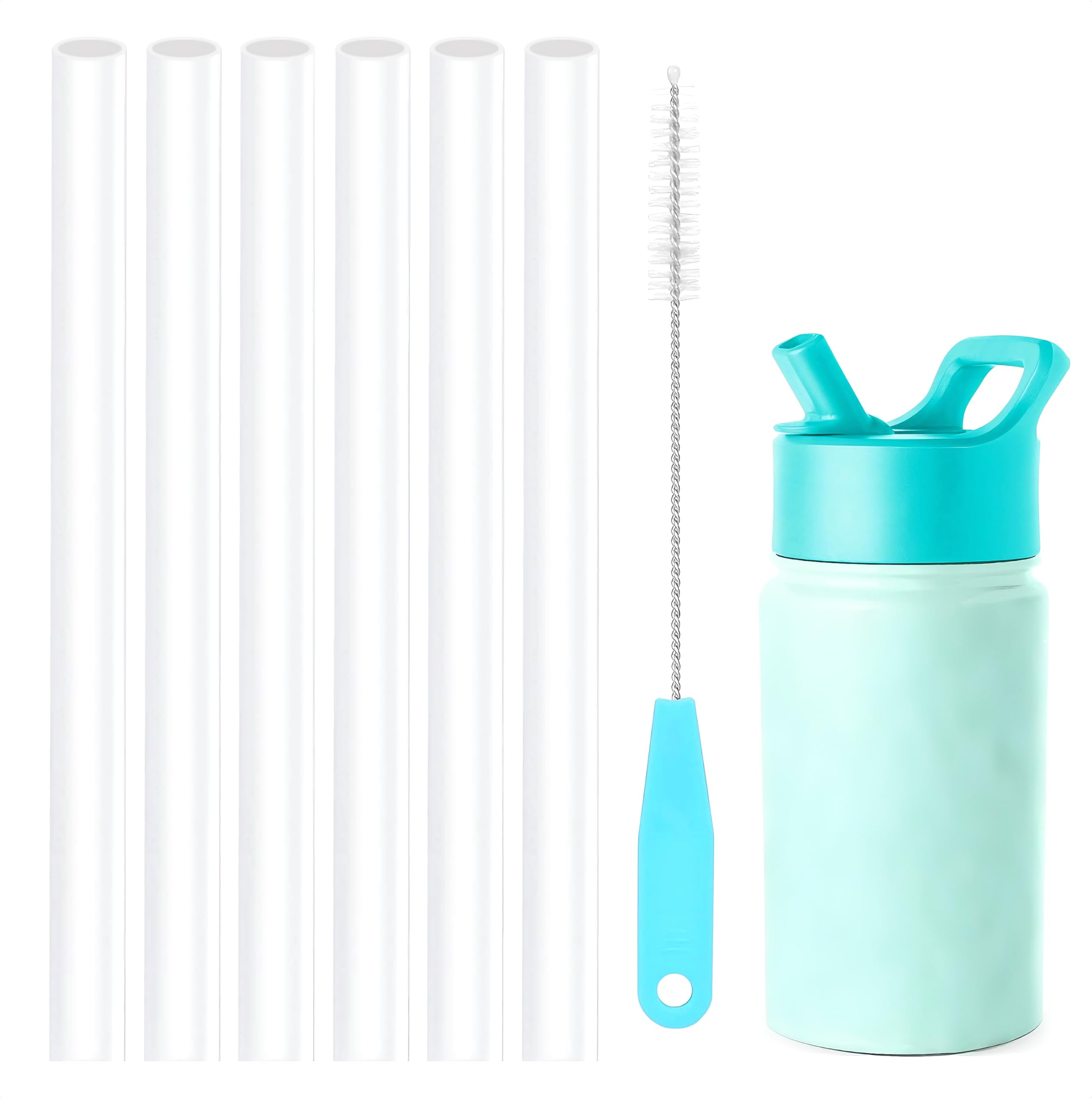 Photo 1 of 6PCS Vexilsy Replacement Straws Compatible with Simple Modern 14 oz Kids Water Bottle | BPA-Free Straw Replacement for Simple Modern 14 oz Cup with 1 Pack Cleaning Brush