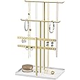 pickpiff Jewelry Stand Holder Organizer: 14.5" Sturdy Jewelry Hanger for Necklace, Earring, Bracelet, Gold and White