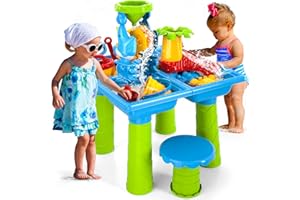 Sand Water Table for Toddlers, 4 in 1 Outdoor Sand and Water Play Table Beach Toys for Kids Boys Girls, Outdoor Beach Toys Ac
