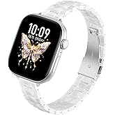 SOLOLUP Thin Resin Band for Apple Watch Bands for Women SE 3/2/1 42mm 44mm 45mm 46mm 49mm,Tortoise Fashion Lightweight Strap Slim Cute Bracelet for iWatch Series 11 10 9 8 7 6 5 4 3 Ultra,Pearl white