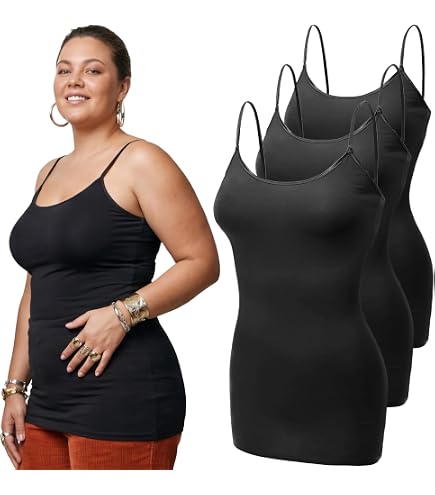 XT1002L Plus Size Adjustable Spaghetti Strap Trim Long Tank Top