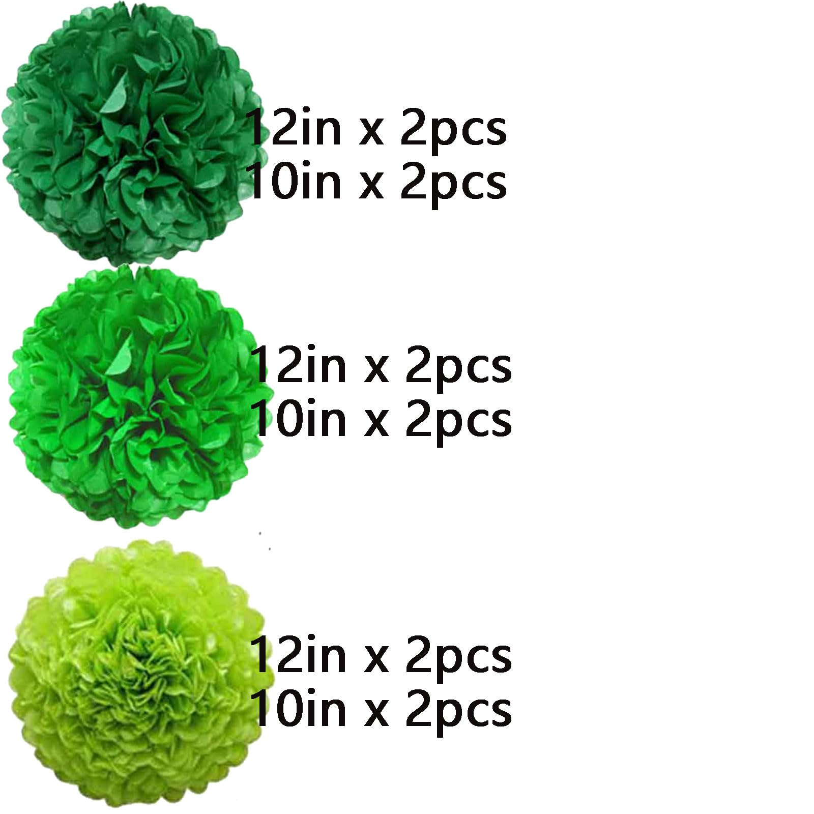 We Moment Green Paper Pom Poms Decorations for Wedding Birthday Green Party Decoration Ceiling Wall Hanging Green Tissue Flowers Decorations 3 Colors（Dark Green, Green, Light Green） 12 Inch, 10 Inch
