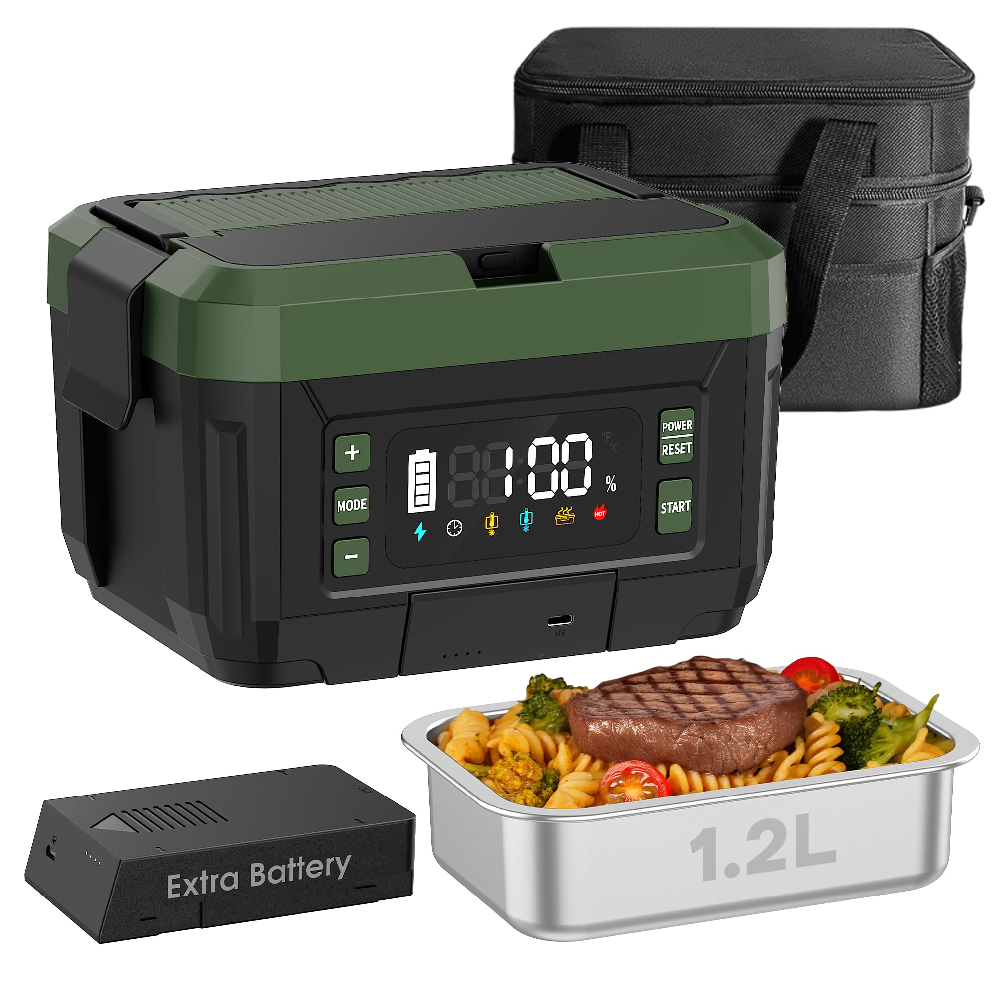 Photo 1 of Genasmil Cordless Electric Lunch Box for Adults – 1.2L Stainless Steel Self-Heating Lunch Box with Dual 20000mAh Removable Rechargeable Batteries, Portable Heated Food Warmer for Work, Travel & Office