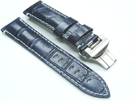 24 mm despliegue Banda Correa de Piel para Panerai Azul ...