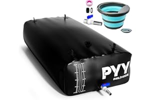 PYY Portable Water Bladder 143 Gallon for Truck Bed,Carrier Cart, Large Water Bob Bathtub Emergency Water Bladder for Outdoor RV & Car Camping,Water Storage Bladder with Spigot,Overflow Kit-Black 540L