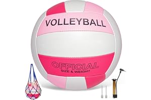 Stavanicen Volleyball Official Size 5 for Indoor Outdoor, Thicker PU Soft Volleyball Beach Volleyball for Girls Boys Teenager Adults, Volleyball Kit for Beach Game Gym Training Beginner