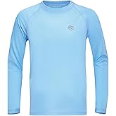 Boys UPF 50+ Swim Shirt Long Sleeve, 1 or 2 Pack UV Sun Protection Rash Guard, Youth Kids SPF Water Shirts for Beach Surf