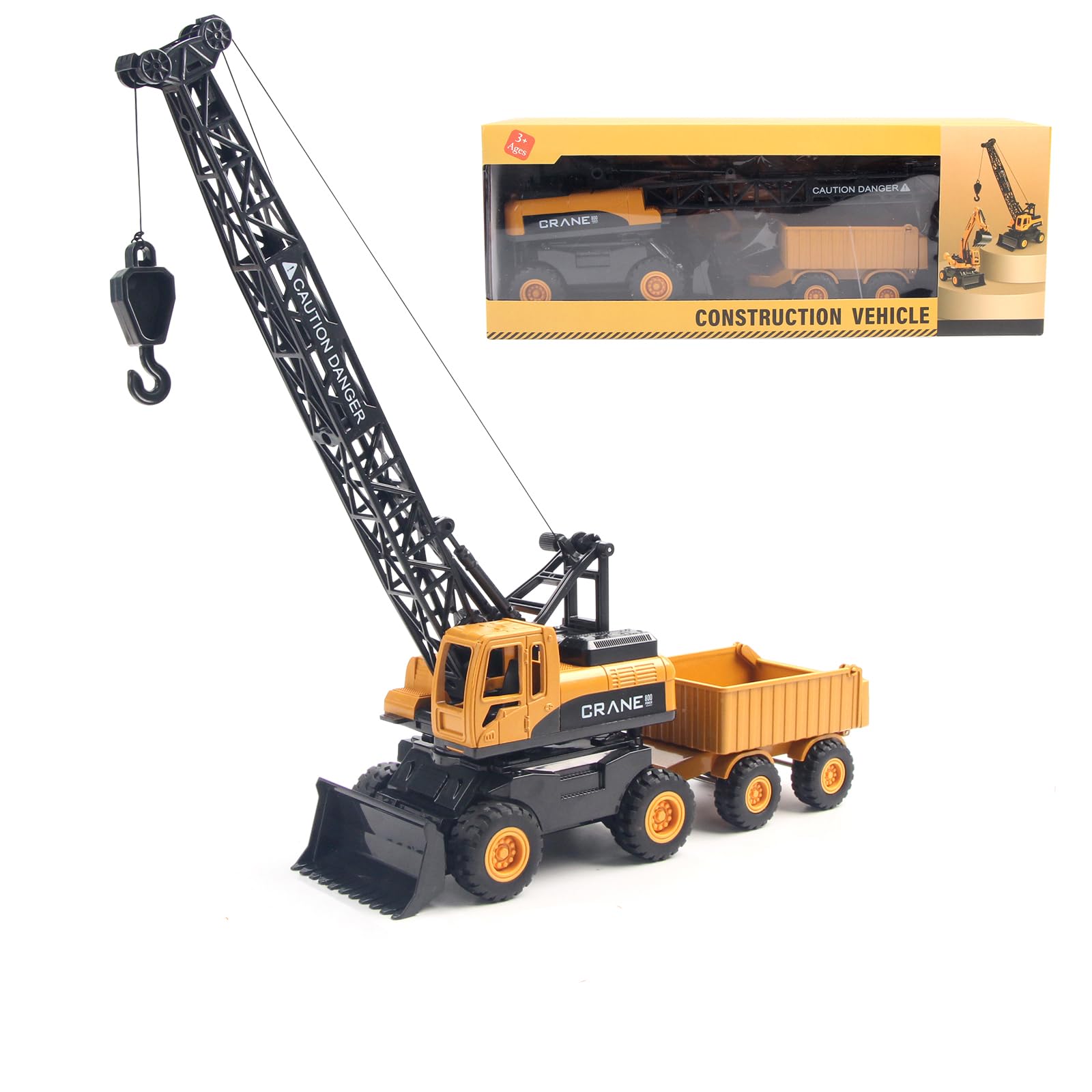 jenilily Crane Toy Construction Vehicles Model Car, Toy Truck Gifts for Kids Boys Toddler 3 4 5 years old