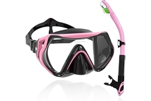 WACOOL Professional Adults Teens Kids Snorkeling Snorkel Diving Scuba Package Set with Anti-Fog Coated Glass Purge Valve and 