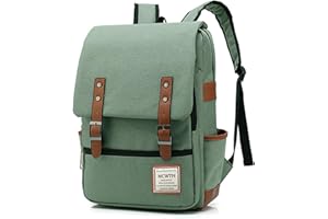 Vintage Laptop Backpack for Girls Women, MCWTH 15.6 Inch School Bag with USB Charging Port for College Students Bookbag (Gree