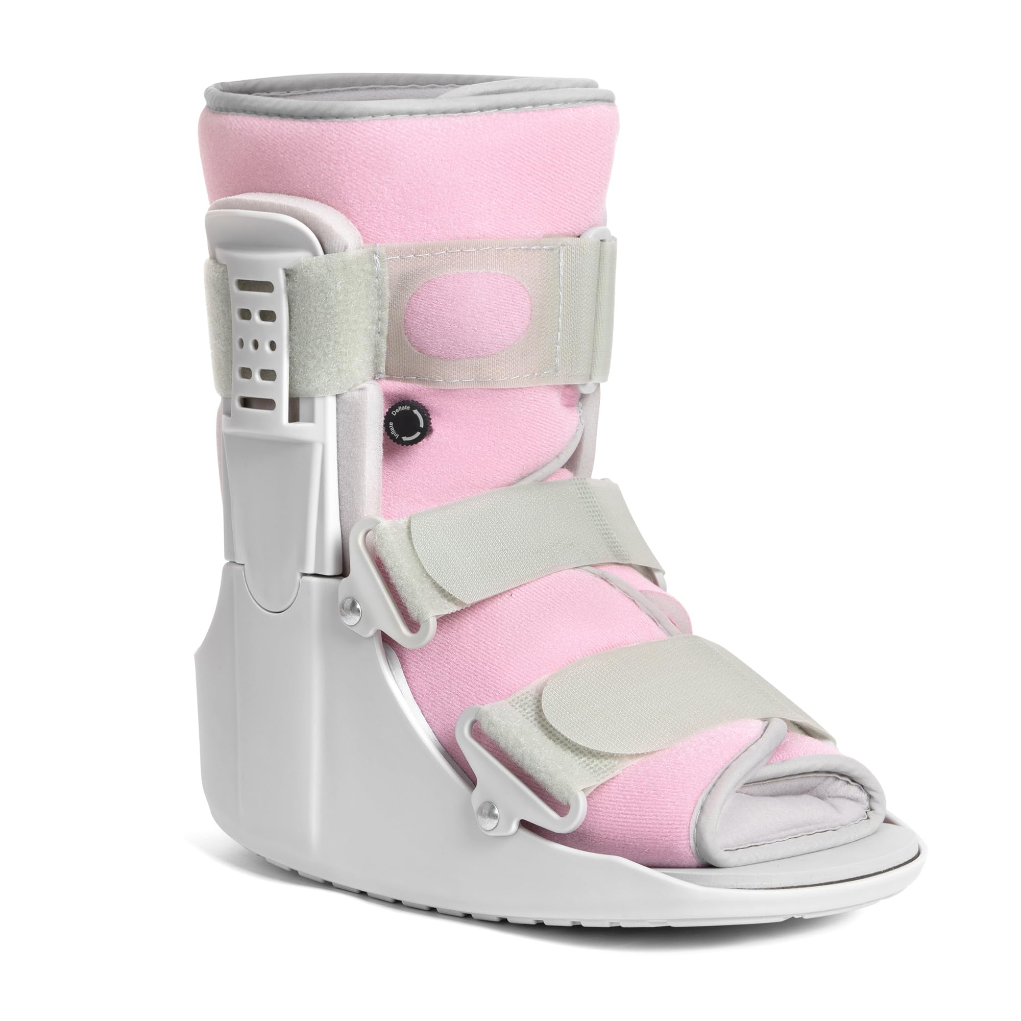 Photo 1 of Jewlri Walking Boot for Broken Foot, Air Cam Walker Boot for Foot Injury Adjustable Fracture Support for Sprained Ankle, Grey Shell with Light Pink Lining for Women Medium